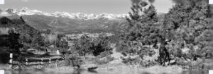 Ranch and Rider overlooking Estes Valley and the Colorado Rockies